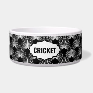 Zwart-wit Deco Patroonmonogram Voerbakje