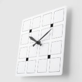 Zwart-wit Deco Squares Patroon Vierkante Klok (Hoek)