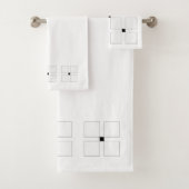 Zwart-wit Deco Squares Patroonhanddoekset Bad Handdoek (Insitu)