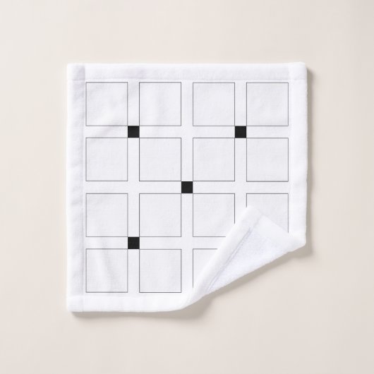 Zwart-wit Deco Squares Patroonhanddoekset Bad Handdoek (Wasdoekje)