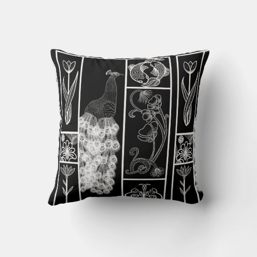 Zwart-wit deco, stijlvol, aanpasbaar kussen (Achterkant)