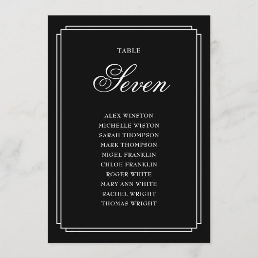 Zwart-Wit Deco Tafelnummer Stoelenplattegrond (Voorkant)