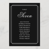 Zwart-wit Deco Tafelnummer Zitenkaart (Voorkant)