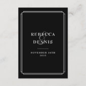 Zwart-Wit Deco Trouwgast Details Informatiekaartje (Achterkant)