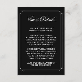 Zwart-Wit Deco Trouwgast Details Informatiekaartje