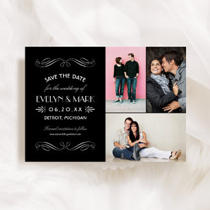  zwart wit deco Weddenfoto Collage Save The Date