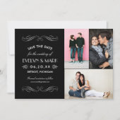  zwart wit deco Weddenfoto Collage Save The Date (Voorkant)