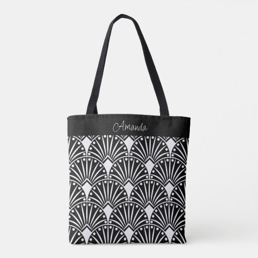 Zwart-wit decodepatroon tote bag (Achterkant)