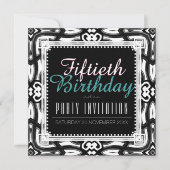 Zwart & Wit  Decor 50e Verjaardagsfeestje Kaart (Voorkant)