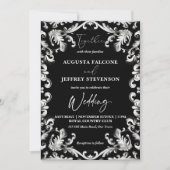 Zwart-wit decor elegant alles in één bruiloft kaart (Voorkant)