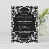 Zwart-wit decor elegant alles in één bruiloft kaart (Staand voorkant)