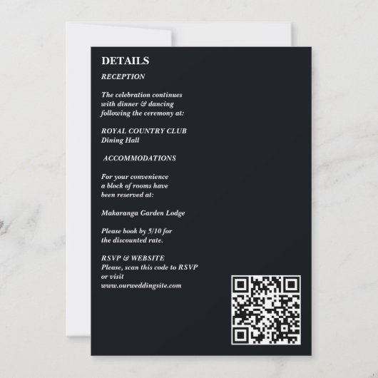 Zwart-wit decor elegant alles in één bruiloft kaart (Achterkant)