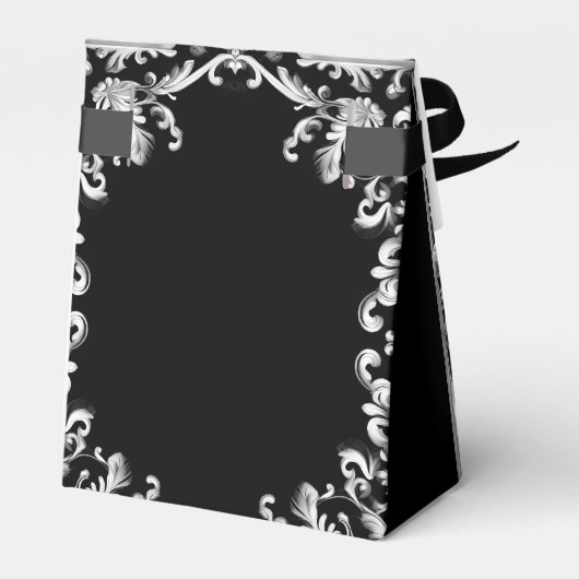 Zwart-wit decor elegante bruiloft bedankdoosjes (Achterkant)