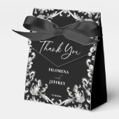 Zwart-wit decor elegante bruiloft bedankdoosjes (Voorkant Zijde)