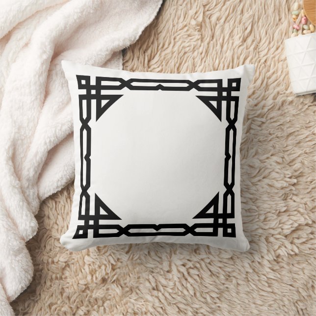 Zwart-wit decorarive geometrisch Lijst Kussen (Deken)