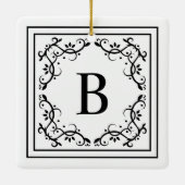 Zwart-wit decoratief Lijst aangepaste monogram Keramisch Ornament (Achterkant)