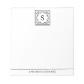 Zwart-wit decoratief Lijst aangepaste monogram Notitieblok (Voorkant)