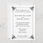 Zwart-wit decoratief Lijst huwelijk Kaart (Voorkant)