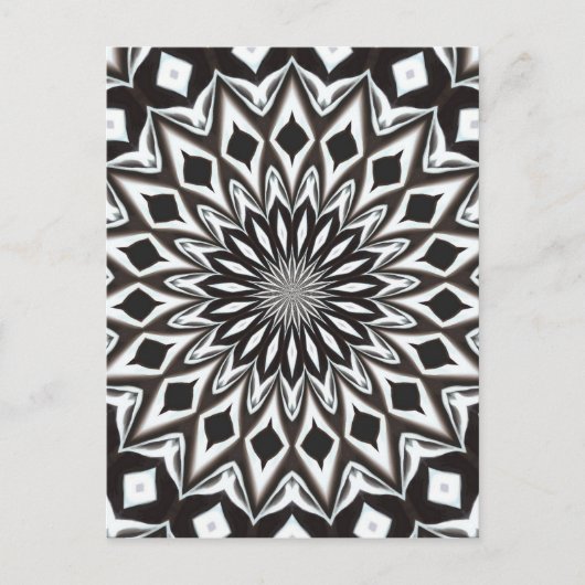 Zwart-wit decoratief mandala briefkaart (Voorkant)