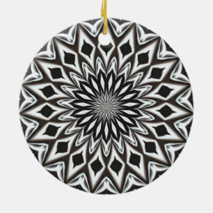 Zwart-Wit Decoratief Mandala Keramisch Ornament