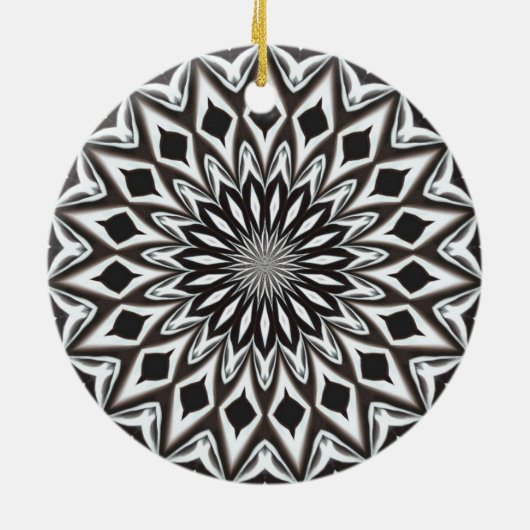 Zwart-Wit Decoratief Mandala Keramisch Ornament (Achterkant)