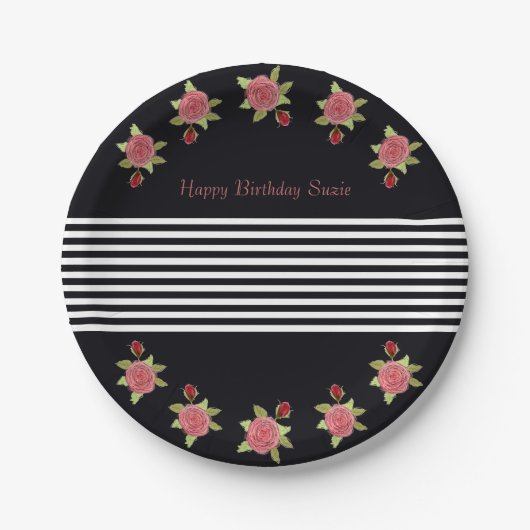 Zwart-wit decoratief papieren bordje (Voorkant)