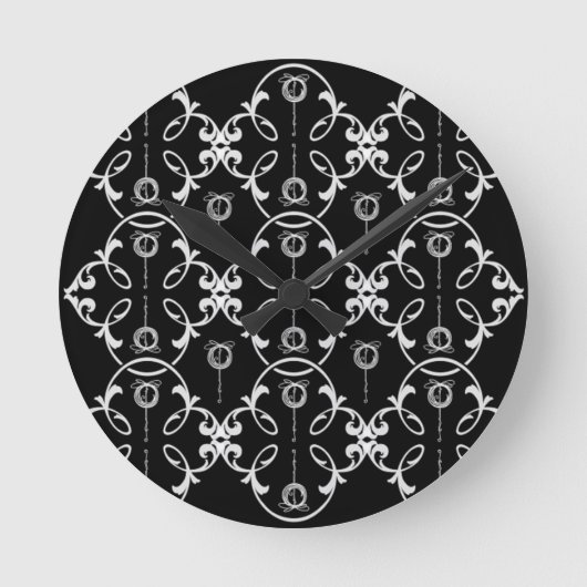 Zwart-wit decoratief patroon ronde klok (Voorkant)