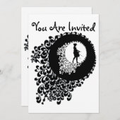 Zwart-wit decoratief silhouet meisje kaart (Voorkant / Achterkant)