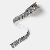Zwart-Wit Decoratieve Mandala Satijnen Lint (Achterkant)