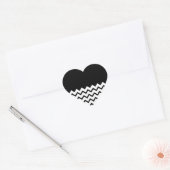 Zwart-Wit. Deel Zig Zag, Part Plain Black. Hart Sticker (Envelop)