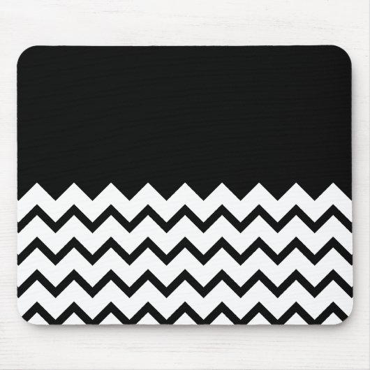 Zwart-wit. Deel Zig Zag, Part Plain Black. Muismat (Voorkant)