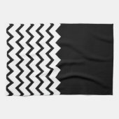 Zwart-wit. Deel Zig Zag, Part Plain Black. Theedoek (Horizontaal)
