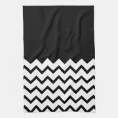 Zwart-wit. Deel Zig Zag, Part Plain Black. Theedoek (Verticaal)