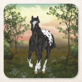 Zwart-wit Deken Appaloosa Paard Kartonnen Onderzetters (Voorkant)