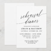 Zwart Wit Delicaat Kalligrafie Repetitie Diner Kaart (Voorkant / Achterkant)