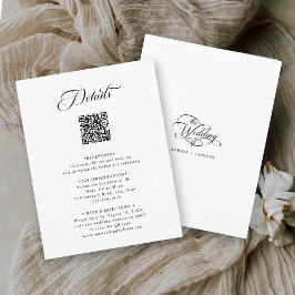 Zwart & Wit Delicate Elegant Wedding Details Informatiekaartje