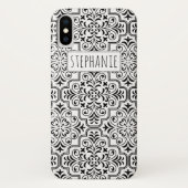 Zwart-wit demaspatroon en naam Case-Mate iPhone case (Achterkant)