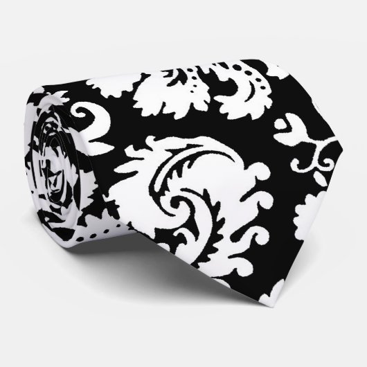 Zwart-wit demaspatroon stropdas (Opgerold)