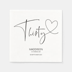 Zwart-wit Dertig 30e Verjaardag Party Servetten