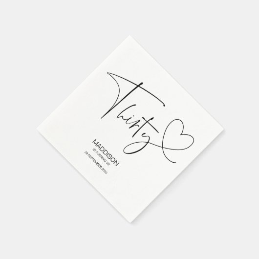 Zwart-wit Dertig 30e Verjaardag Party Servetten (Hoek)