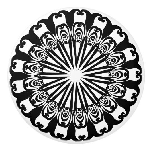 Zwart-wit design Deurknop Kabinetsmeeuw Keramische Knop (Voorkant)