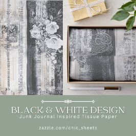 Zwart & Wit Design Junk Journal Geïnspireerd Tissuepapier