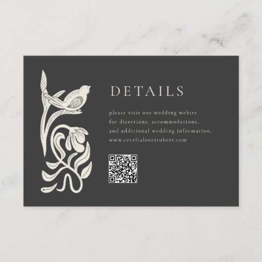 Zwart-wit Details Behuizing Kaart met QR-code (Voorkant)