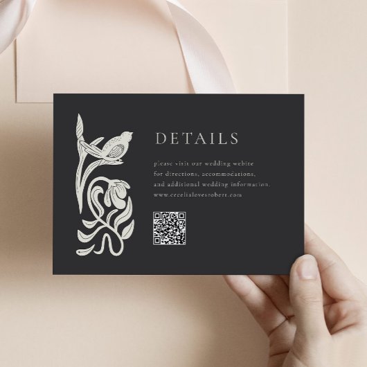 Zwart-wit Details Behuizing Kaart met QR-code