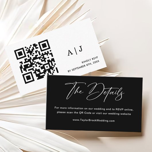 Zwart-wit details Trouwwebsite Informatiekaartje