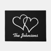 Zwart-wit deurmat met ingesloten harten (Voorkant)