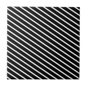 Zwart-wit diagonaal band patroon tegeltje