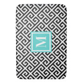 Zwart wit Diagonaal Grieks Zeer belangrijk Turquoi Badmat (Voorkant Verticaal)