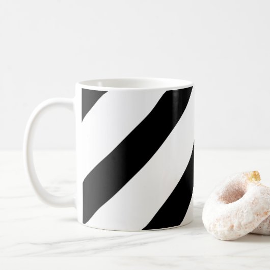 Zwart & Wit Diagonaal Koffiemok (Met donut)