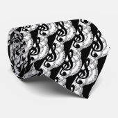 Zwart-wit diagonaal Patroonmuziek 2 Stropdas (Opgerold)